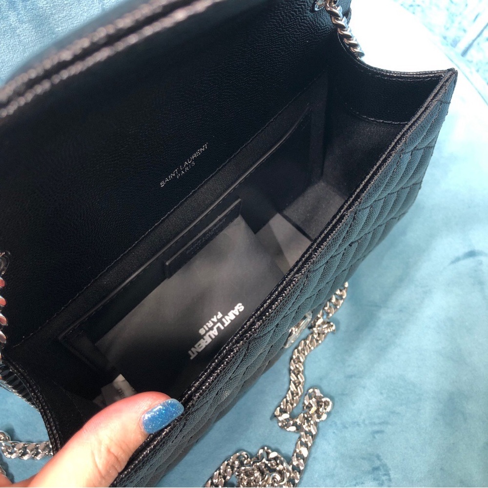 Saint Laurent Medium Envelope Monogram Matelassé Leather Shoulder Bag - Picture 8 of 9